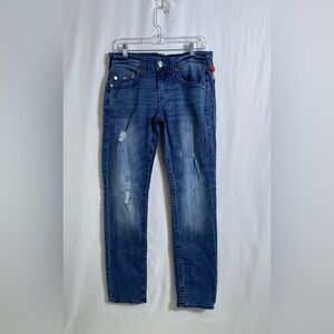 True Religion Men's Dark Blue Distressed Jeans